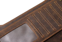 Leather Long wallets for Men Wallet Vintage Zipper Credit Cards Wallet for Men Bifold