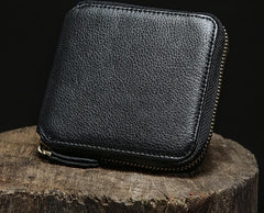 Genuine Leather Mens Zipper Cool billfold Leather Wallet Men Small Wallets Bifold for Men - imessengerbags