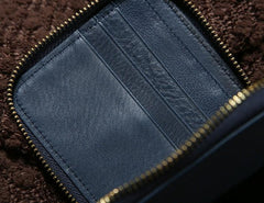 Genuine Leather Mens Zipper Cool billfold Leather Wallet Men Small Wallets Bifold for Men - imessengerbags