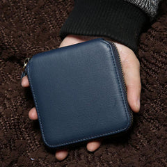 Genuine Leather Mens Zipper Cool billfold Leather Wallet Men Small Wallets Bifold for Men - imessengerbags