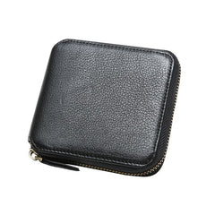 Genuine Leather Mens Zipper Cool billfold Leather Wallet Men Small Wallets Bifold for Men - imessengerbags