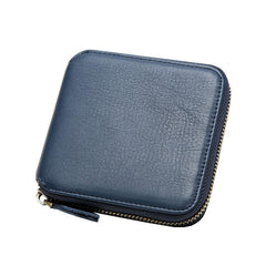Genuine Leather Mens Zipper Cool billfold Leather Wallet Men Small Wallets Bifold for Men - imessengerbags