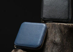Genuine Leather Mens Zipper Cool billfold Leather Wallet Men Small Wallets Bifold for Men - imessengerbags