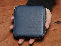 Genuine Leather Mens Zipper Cool billfold Leather Wallet Men Small Wallets Bifold for Men - imessengerbags