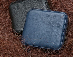 Genuine Leather Mens Zipper Cool billfold Leather Wallet Men Small Wallets Bifold for Men - imessengerbags