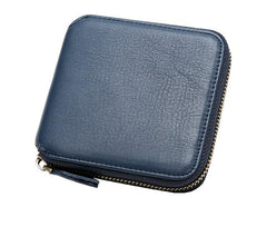 Genuine Leather Mens Zipper Cool billfold Leather Wallet Men Small Wallets Bifold for Men - imessengerbags