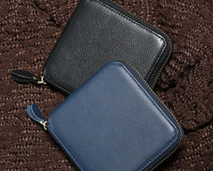 Genuine Leather Mens Zipper Cool billfold Leather Wallet Men Small Wallets Bifold for Men - imessengerbags