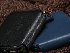 Genuine Leather Mens Zipper Cool billfold Leather Wallet Men Small Wallets Bifold for Men - imessengerbags