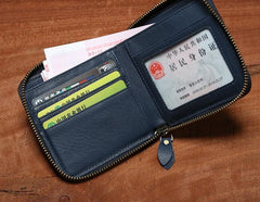 Genuine Leather Mens Zipper Cool billfold Leather Wallet Men Small Wallets Bifold for Men - imessengerbags