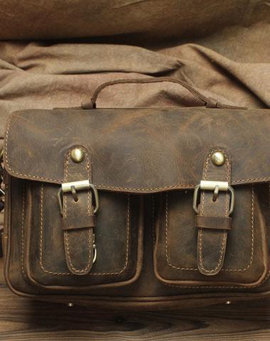Vintage Mens Leather Camera Bag Small Messenger Bag Cross Body Bag For Men - imessengerbags