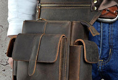 Vintage Mens Leather Biker Drop Leg Bag Messenger Bag Waist Bag Belt Pouches For Men