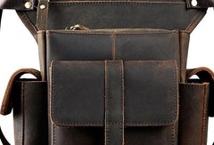 Vintage Mens Leather Biker Drop Leg Bag Messenger Bag Waist Bag Belt Pouches For Men