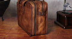Genuine Leather Vintage Brown Mens Cool Large Briefcase Shoulder Bag Travel Bag for men - imessengerbags