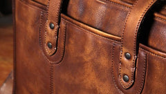 Genuine Leather Vintage Brown Mens Cool Large Briefcase Shoulder Bag Travel Bag for men - imessengerbags