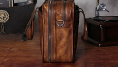 Genuine Leather Vintage Brown Mens Cool Large Briefcase Shoulder Bag Travel Bag for men - imessengerbags