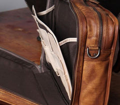 Genuine Leather Vintage Brown Mens Cool Large Briefcase Shoulder Bag Travel Bag for men - imessengerbags