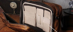 Genuine Leather Vintage Brown Mens Cool Large Briefcase Shoulder Bag Travel Bag for men - imessengerbags