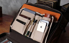 Genuine Leather Vintage Brown Mens Cool Large Briefcase Shoulder Bag Travel Bag for men - imessengerbags