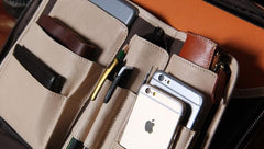 Genuine Leather Vintage Brown Mens Cool Large Briefcase Shoulder Bag Travel Bag for men - imessengerbags