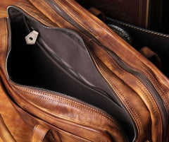 Genuine Leather Vintage Brown Mens Cool Large Briefcase Shoulder Bag Travel Bag for men - imessengerbags