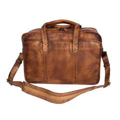 Genuine Leather Vintage Brown Mens Cool Large Briefcase Shoulder Bag Travel Bag for men - imessengerbags