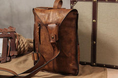 Genuine Leather Vintage Coffee Mens Cool Sling Bag Crossbody Bag Chest Bag Travel Bag for men - imessengerbags