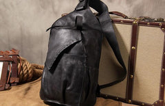 Genuine Leather Vintage Coffee Mens Cool Sling Bag Crossbody Bag Chest Bag Travel Bag for men - imessengerbags