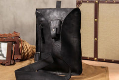 Genuine Leather Vintage Coffee Mens Cool Sling Bag Crossbody Bag Chest Bag Travel Bag for men - imessengerbags