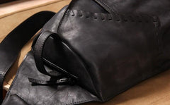 Genuine Leather Vintage Brown Mens Cool Sling Bag Crossbody Bag Chest Bag Travel Bag for men