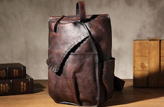 Genuine Leather Vintage Coffee Mens Cool Sling Bag Crossbody Bag Chest Bag Travel Bag for men - imessengerbags