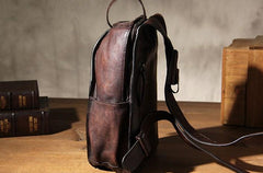 Genuine Leather Vintage Coffee Mens Cool Sling Bag Crossbody Bag Chest Bag Travel Bag for men - imessengerbags