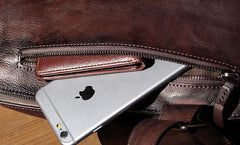 Genuine Leather Vintage Coffee Mens Cool Sling Bag Crossbody Bag Chest Bag Travel Bag for men - imessengerbags