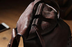 Genuine Leather Vintage Coffee Mens Cool Sling Bag Crossbody Bag Chest Bag Travel Bag for men - imessengerbags