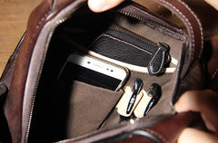 Genuine Leather Vintage Coffee Mens Cool Sling Bag Crossbody Bag Chest Bag Travel Bag for men - imessengerbags