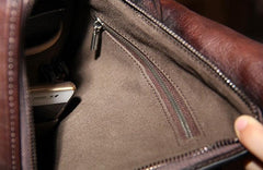 Genuine Leather Vintage Coffee Mens Cool Sling Bag Crossbody Bag Chest Bag Travel Bag for men - imessengerbags