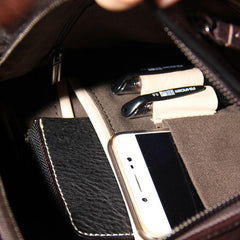 Genuine Leather Vintage Coffee Mens Cool Sling Bag Crossbody Bag Chest Bag Travel Bag for men - imessengerbags