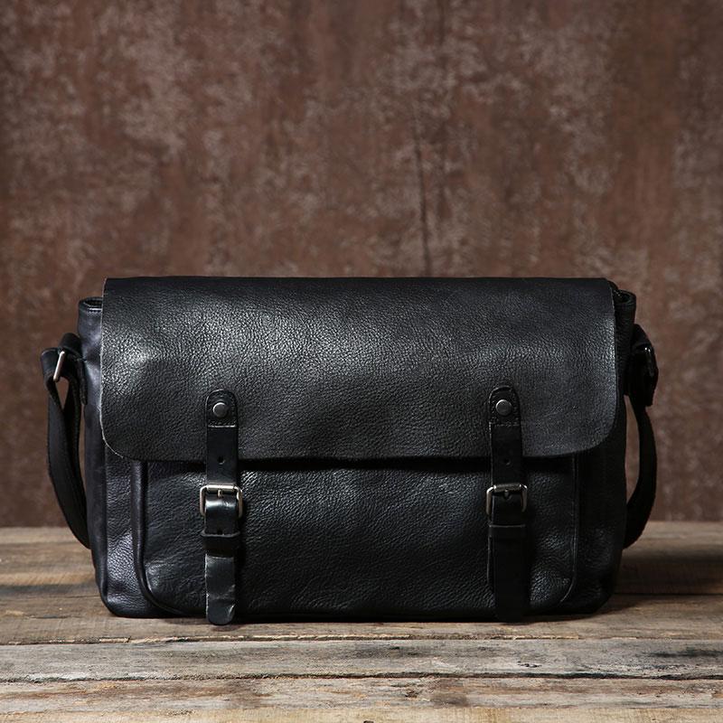 Genuine Vintage Leather Mens Cool Shoulder Bag Messenger Bag Chest Bag Bike Bag Cycling Bag for men