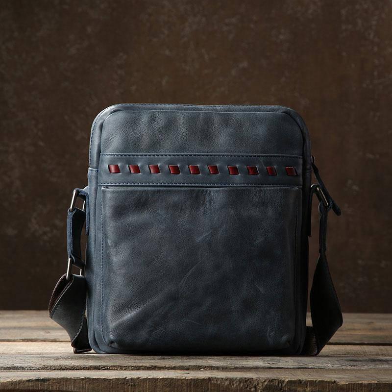Genuine Vintage Leather Mens Cool Small Shoulder Bag Messenger Bag Chest Bag Bike Bag Cycling Bag for men - imessengerbags