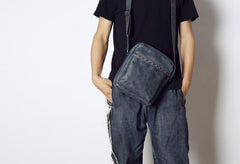 Genuine Vintage Leather Mens Cool Small Shoulder Bag Messenger Bag Chest Bag Bike Bag Cycling Bag for men - imessengerbags