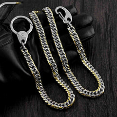 SOLID STAINLESS STEEL BIKER Silver Gold WALLET CHAIN LONG PANTS CHAIN Jeans Chain Jean Chain FOR MEN - imessengerbags