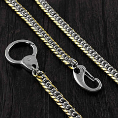 SOLID STAINLESS STEEL BIKER Silver Gold WALLET CHAIN LONG PANTS CHAIN Jeans Chain Jean Chain FOR MEN - imessengerbags