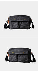 Gray Waxed Canvas Mens Casual Shoulder Bag Messenger Bags Casual Courier Bags for Men