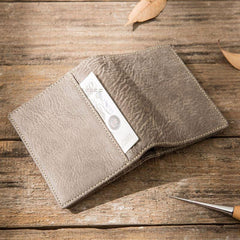 Gray Cool Leather Mens Small Wallet Bifold Vintage Slim billfold Wallet for Men - imessengerbags