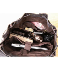 Gray Waxed Canvas Mens Large 15'' Laptop Backpack College Backpack Hiking Backpack for Men - imessengerbags