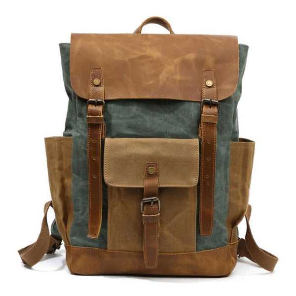 Waxed Canvas Backpack for Travel Waterproof Waxed Cotton Rucksack for Men Women - imessengerbags