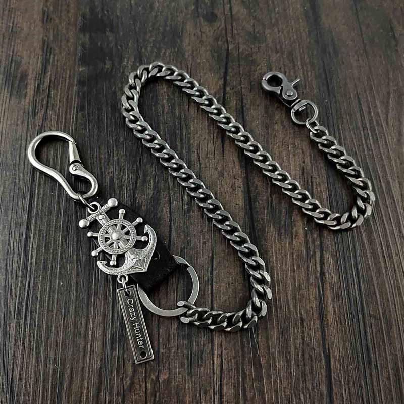 HEAVY METAL ANCHOR BIKER SILVER WALLET CHAIN LONG PANTS CHAIN SILVER Jeans Chain Jean Chain FOR MEN