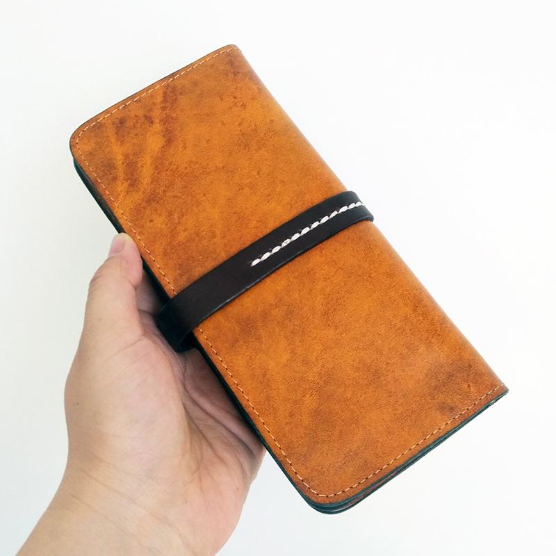 Handmade Vintage Mens Brown Bifold Leather Long Wallet Cool Long Walle –  imessengerbags