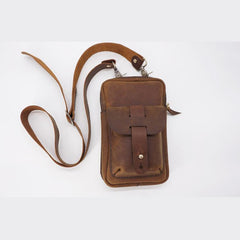 Handmade LEATHER MEN Belt Pouch Waist BAG MIni Side Bags Brown Belt Bag FOR MEN