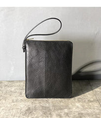 Handmade Black Leather Mens Bifold Wristlet Wallet Brown Clutch Wallet IPAD Bag Clutch Purse Men - imessengerbags