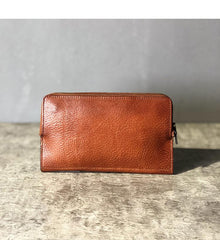 Handmade Black Leather Mens Bifold Long Wallet Brown Multifunction Wallet Phone Wallet Card Holder Clutch Men - imessengerbags